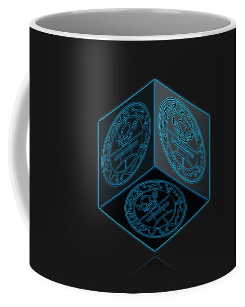 'sacred Symbols' Collection By Serge Averbukh Coffee Mug featuring the digital art Black Cube with Six Seals of Solomon by Serge Averbukh