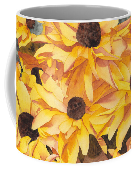 Black Coffee Mug featuring the painting Black Eyed Susans by Ken Powers