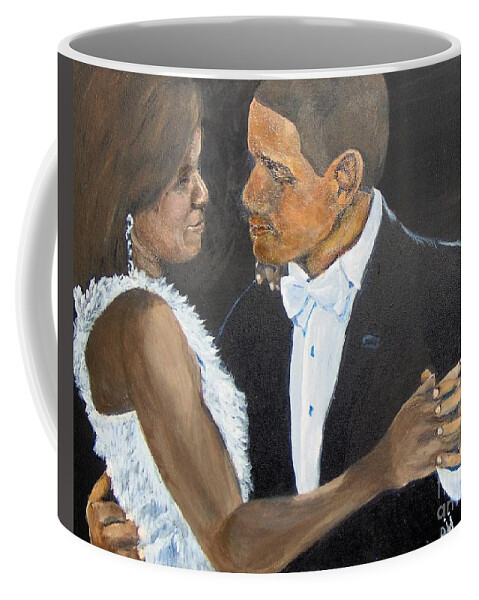 Barack Obama Coffee Mug featuring the painting Black Love is Black Power by Saundra Johnson
