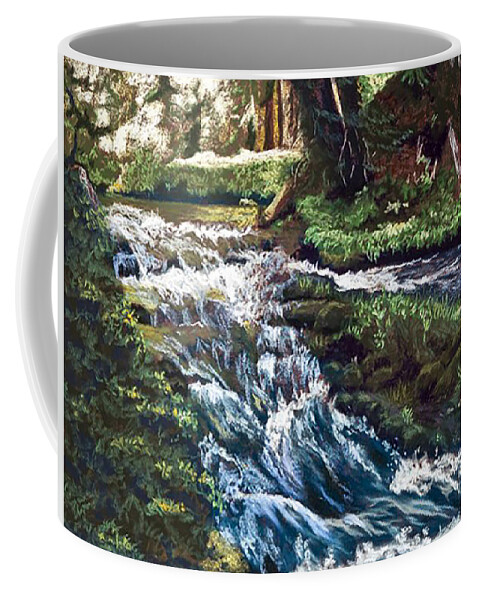 Black River Falls Coffee Mug featuring the pastel Black River Falls Michigan by Gerry Delongchamp