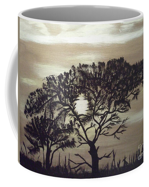 Tree Coffee Mug featuring the painting Black Silhouette Tree by Jimmy Clark