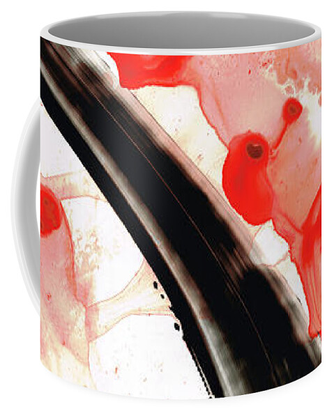 Black Coffee Mug featuring the painting Black White Red Art - Tango 3 - Sharon Cummings by Sharon Cummings