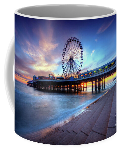 Photography Coffee Mug featuring the photograph Blackpool Pier Sunset by Yhun Suarez