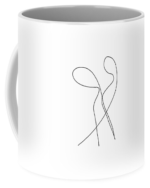 Apple Pencil Drawings Coffee Mug featuring the drawing Blind Contour One Line Drawing - Together by Bill Owen