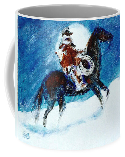Blizzard Moon Coffee Mug featuring the painting Blizzard Moon-The Last Stray by Seth Weaver