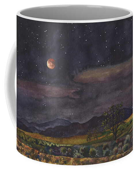 Blood Moon Painting Coffee Mug featuring the painting Blood Moon Over Boulder by Anne Gifford