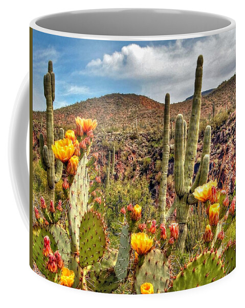 Art Coffee Mug featuring the photograph Bloomin' Cactus by Richard Gehlbach