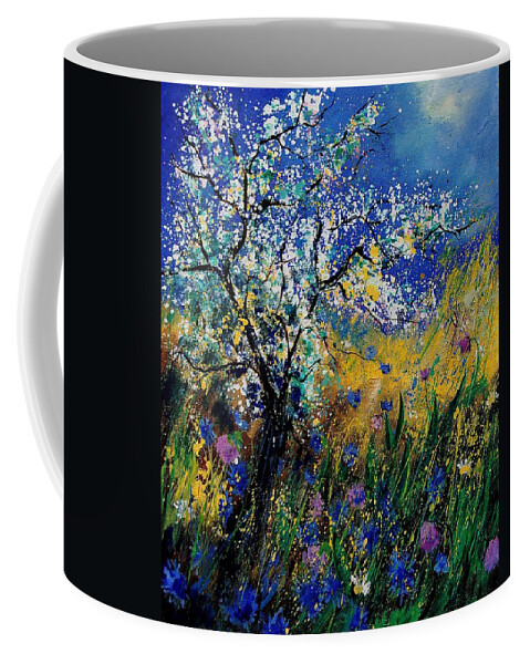 Spring Coffee Mug featuring the painting Blooming appletree by Pol Ledent