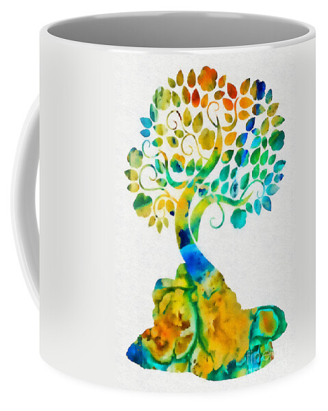 Blooming Tree Coffee Mug featuring the mixed media Blooming Tree by Olga Hamilton