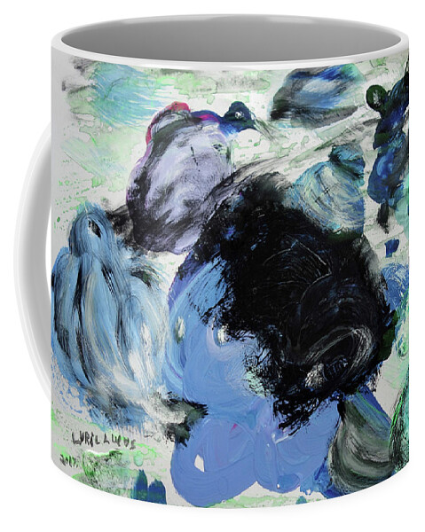 Abstract Coffee Mug featuring the painting Blowing In The Wind by Lyric Lucas