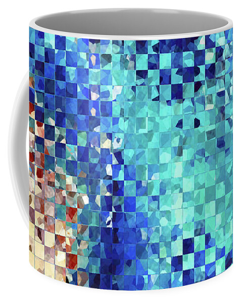 Abstract Coffee Mug featuring the painting Blue Abstract Art - Pieces 2 - Sharon Cummings by Sharon Cummings