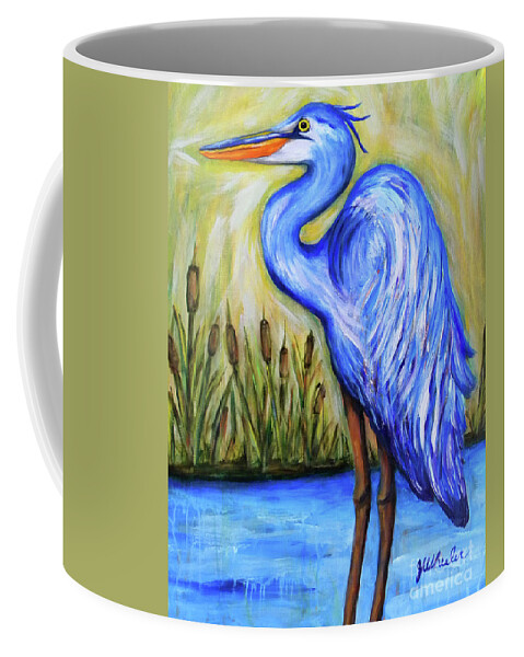 Great Blue Heron Coffee Mug featuring the painting Blue Bayou by JoAnn Wheeler