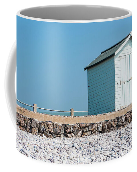 Beach Coffee Mug featuring the photograph Blue Beach Hut by Helen Jackson