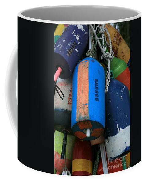 Buoys Coffee Mug featuring the photograph Blue Buoys by Timothy Johnson