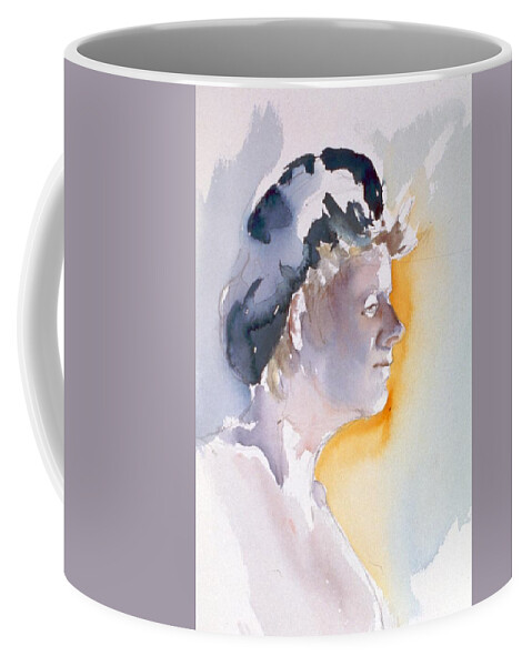 Headshot Coffee Mug featuring the painting Blue cap by Barbara Pease