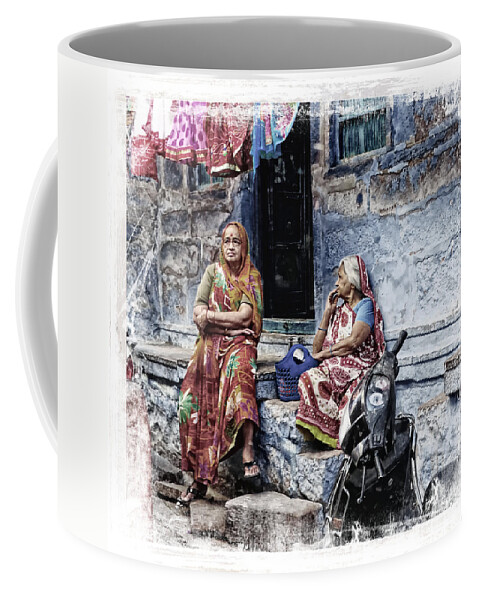 Shop Coffee Mug featuring the photograph Blue City House Hanging Out India Rajasthan 1c by Sue Jacobi