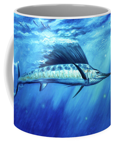 Sailfish Paintings Coffee Mug featuring the painting Blue Crush by Guy Crittenden