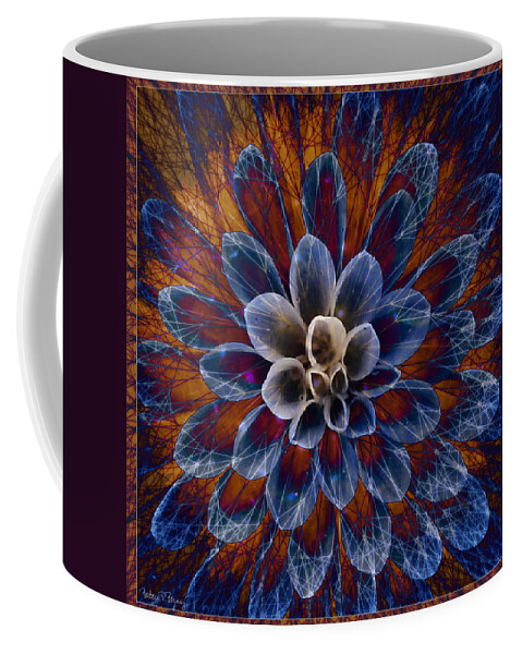 Flower Coffee Mug featuring the digital art Blue Dahlia by Barbara Berney
