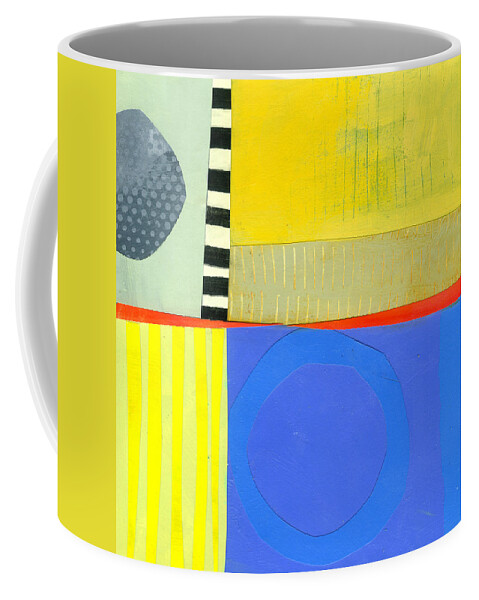 Abstract Art Coffee Mug featuring the painting Blue Doughnut by Jane Davies