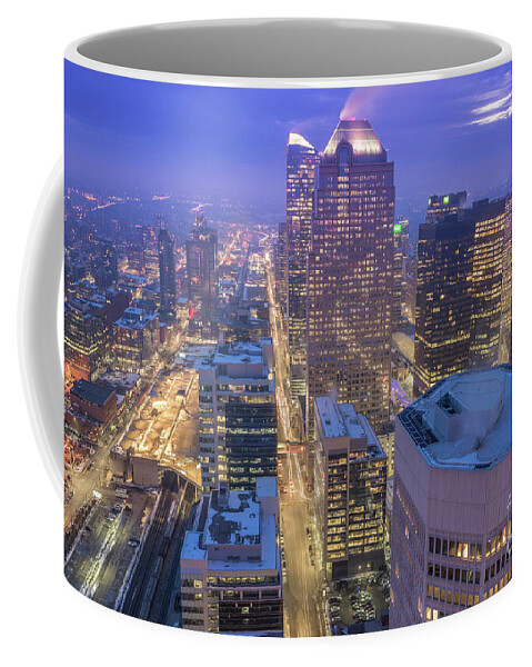Calgary Coffee Mug featuring the photograph Blue downtown by Martin Capek