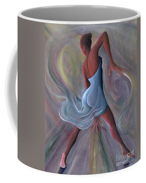 Female Coffee Mug featuring the painting Blue Dress by Ikahl Beckford