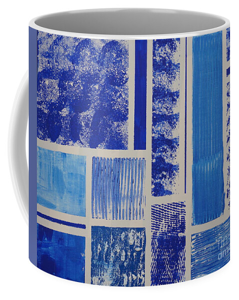 Abstract Coffee Mug featuring the painting Blue Expo by Jimmy Clark