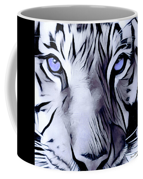 Blue-eyed Coffee Mug featuring the painting Blue Eyed Tiger by Alicia Hollinger