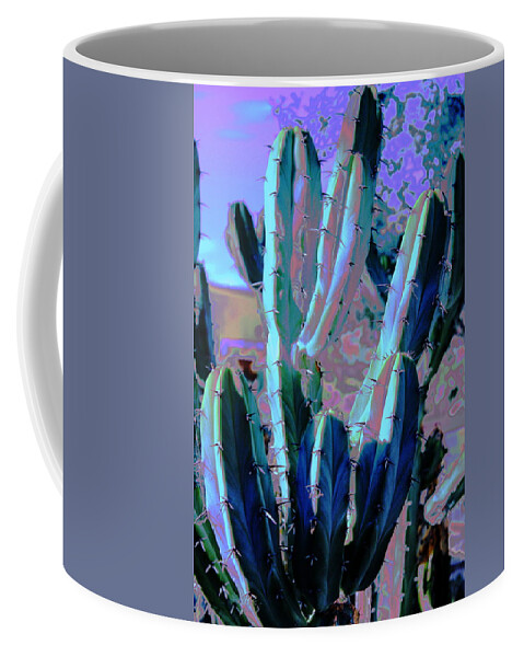Abstract Coffee Mug featuring the photograph Blue Flame Cactus Moonglow by M Diane Bonaparte