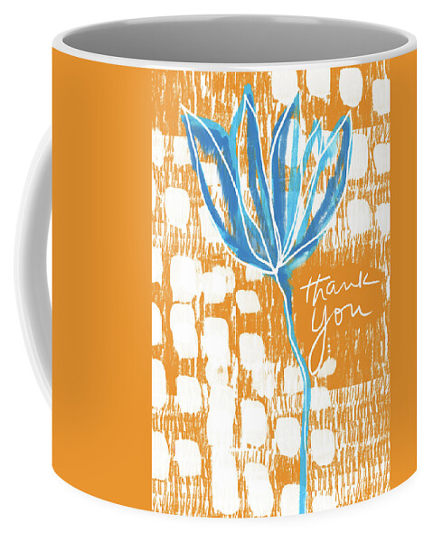 Gratitude Coffee Mug featuring the photograph Blue Flower Thank You- Art by Linda Woods by Linda Woods