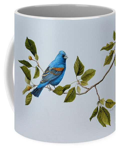  Coffee Mug featuring the painting Blue Grosbeak by Charles Owens