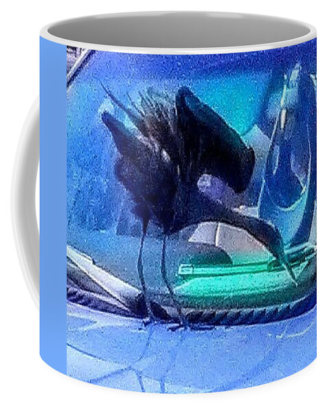 Bird Coffee Mug featuring the photograph Blue Heron Before Takeoff by Suzanne Berthier