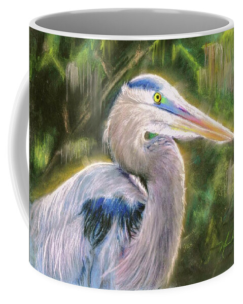 Blue Heron Coffee Mug featuring the pastel Blue Heron by Melissa Herrin