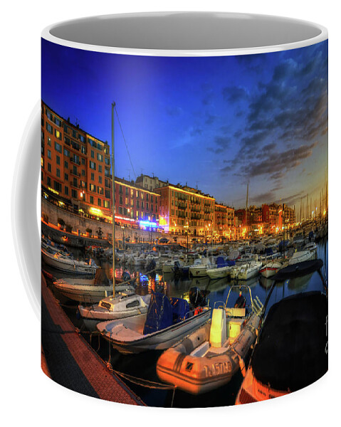 Yhun Suarez Coffee Mug featuring the photograph Blue Hour At Port Nice 1.0 by Yhun Suarez