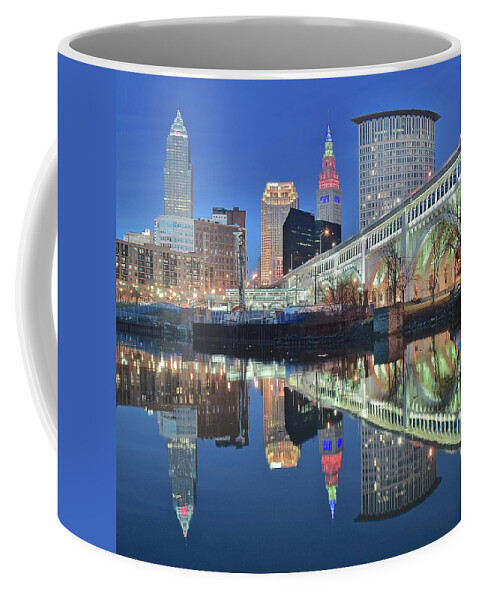Cleveland Coffee Mug featuring the photograph Blue Hour Square by Frozen in Time Fine Art Photography
