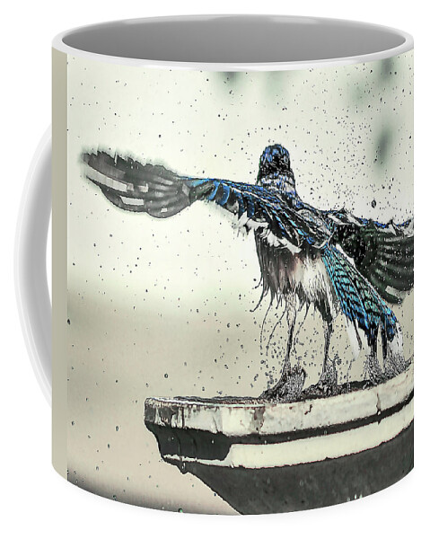 Nature Coffee Mug featuring the photograph Blue Jay Bath Time by Scott Cordell