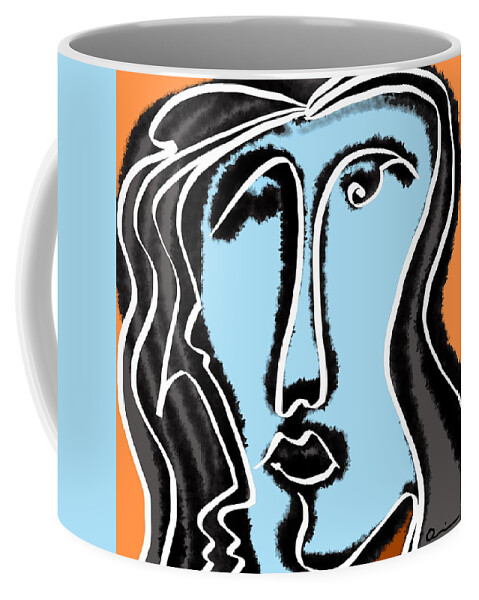 Face Coffee Mug featuring the digital art Blue Lady by Jeffrey Quiros