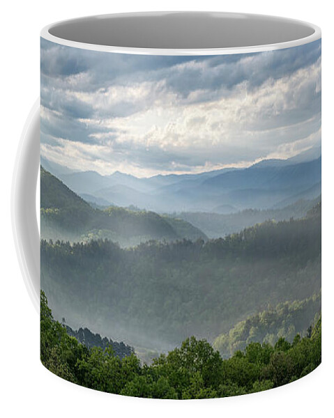 Art Coffee Mug featuring the photograph Blue Layers by Jon Glaser