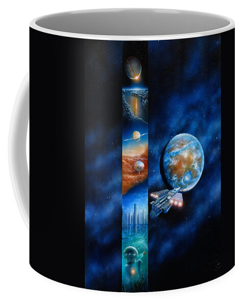 Science Fiction Coffee Mug featuring the painting Blue Mars by Don Dixon