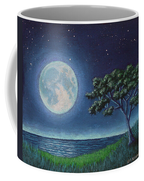 Blue Coffee Mug featuring the pastel Blue Moon 01 by Michael Heikkinen