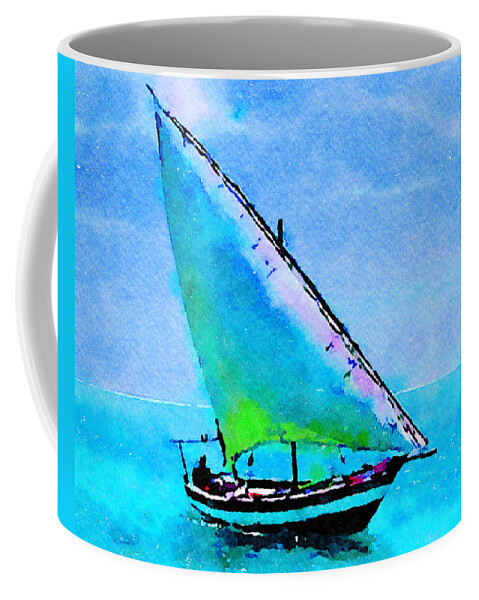 Boats Coffee Mug featuring the painting Blue Morning by Angela Treat Lyon