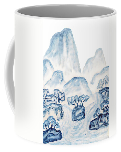 Art Coffee Mug featuring the painting Blue mountains, painting by Irina Afonskaya