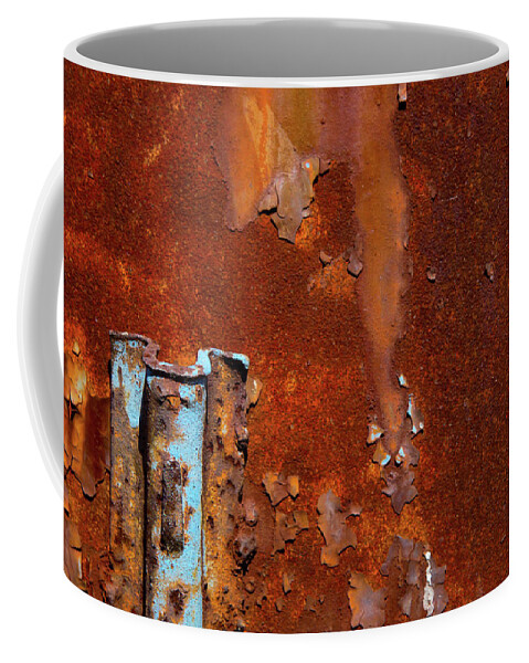 Major Rust Coffee Mug featuring the photograph Blue On Rust by Karol Livote