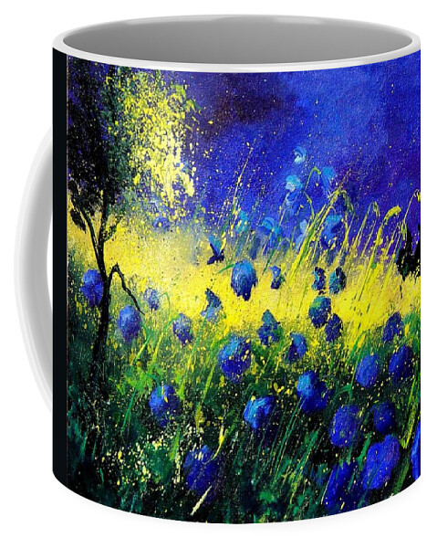Flowers Coffee Mug featuring the painting Blue Poppies by Pol Ledent