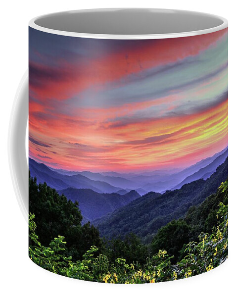 Blue Ridge Parkway Coffee Mug featuring the photograph Blue Ridge Mountain Color by Carol Montoya