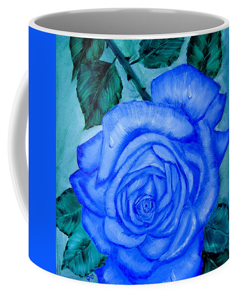 Rose Coffee Mug featuring the painting Blue Rose by Quwatha Valentine