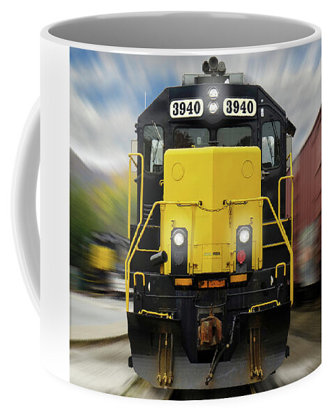 Railroad Coffee Mug featuring the photograph Blue Rridge Southern 3940 On The Move by Mike McGlothlen