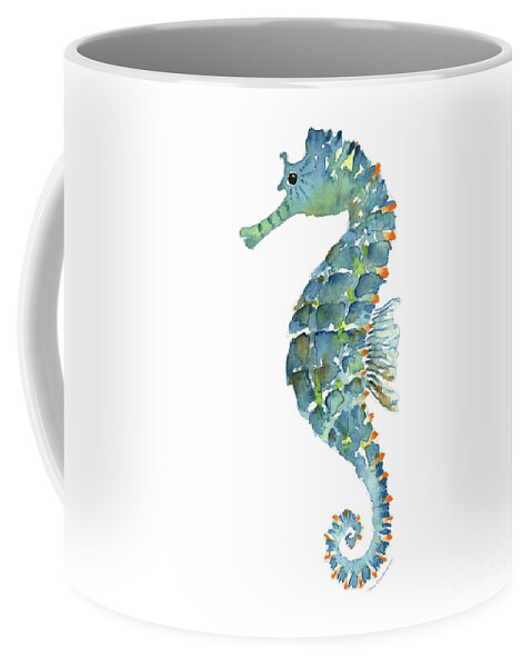 Beach House Coffee Mug featuring the painting Blue Seahorse by Amy Kirkpatrick
