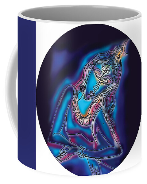 Blue Coffee Mug featuring the painting Blue Shiva Light by Guruji Aruneshvar Paris Art Curator Katrin Suter
