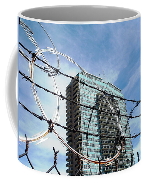 Louisville Coffee Mug featuring the photograph Blue Sky and Barbed Wire by Christopher Brown