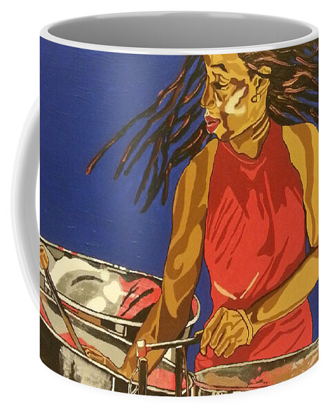 Steel Pan Coffee Mug featuring the painting Blue Steel by Rachel Natalie Rawlins